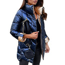 Cnkwei Quilted Lightweight Jackets Metallic Shiny Winter Coat Size: Small - Blue - Brand New