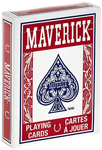 MAVERICK STANDARD POKER INDEX PLAYING CARDS 1 CT (COLORS MAY VARY) - RED/WHITE - Brand New