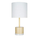 Rivet Scandinavian Style Table Lamp Wood Marble Base LED Bulb Shade 18.5"H White - Brand New