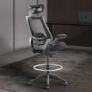 BOLISS Drafting Chair Tall Office Chair with Flip-up Armrests Ergonomic - Black - Like New