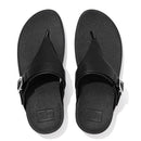 ES8-090 FITFLOP LULU ADJUSTABLE LEATHER TOE-POST SANDALS WOMEN SIZE 6 BLACK - Like New