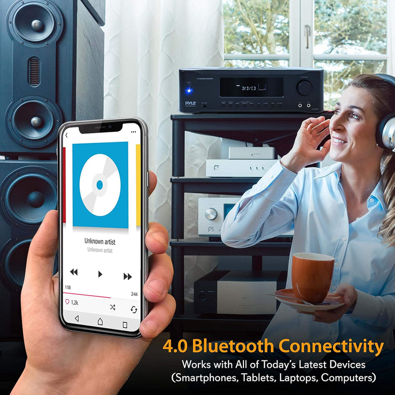 Pyle PT694BT 5.2-Channel Hi-Fi Bluetooth Stereo Amplifier 1000 Watt - BLACK Like New