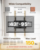 MONTEK PRE-ASSEMBLED FULL MOTION TV WALL MOUNT FOR 43–100 INCH TVS - BLACK - Like New