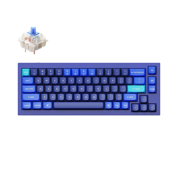 KEYCHRON Q2 QMK MECHANICAL KEYBOARD GATERON G PRO BLUE SWITCHES -NAVY BLUE New