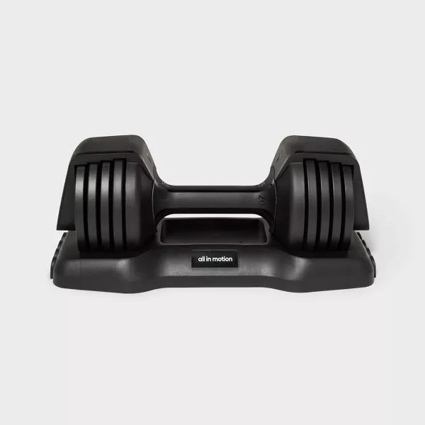 ALL IN MOTION ADJUSTABLE DUMBBELL 25LBS STEEL & PLASTIC, SINGLE PIECE - BLACK - Like New
