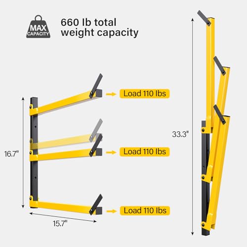 GREENER Lumber Storage Rack Folding Wood Storage Racks Wall-Mounted Metal Racks - Like New