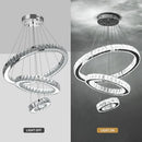 SUNNY HAWAII LARGE LED CRYSTAL CHANDELIER 3 COLOR MODERN CEILING LIGHT - CLEAR - Like New