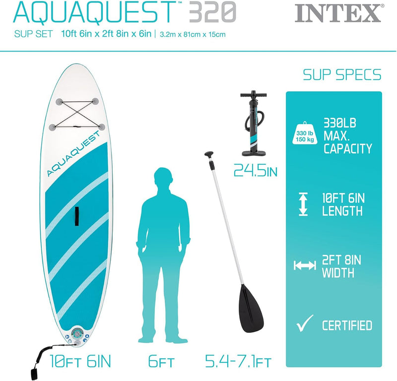 INTEX AquaQuest 320 Inflatable Paddle Board Series - TEAL Like New