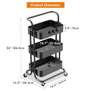 YIPPPPE 3 TIER MESH UTILITY CART, ROLLING METAL ORGANIZATION CART- BLACK - Like New