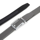 CARLO FELLINI GENUINE LEATHER RATCHET BELT, 28"-52" - GRAY BELT / SILVER BUCKLE - Like New