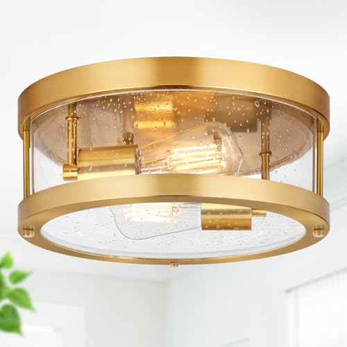 BRIGHTEVER 2-LIGHT GOLD CLOSE TO CEILING LIGHT FIXTURE - GOLD - Like New