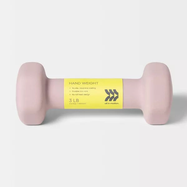 ALL IN MOTION DUMBBELL 3LBS PVC COATED, IRON FILLED, ARM WORKOUT - LILAC - Like New