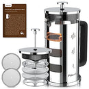 PUKOMC FRENCH PRESS COFFEE TEA MAKER 34 OZ STAINLESS STEEL BOROSILICATE GLASS - Like New