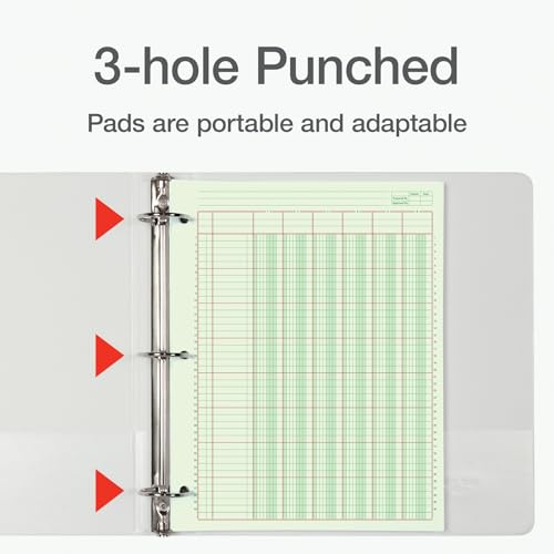 ADAMS ANALYSIS PAD, 8 1/2" X 11", 100 PAGES (50 SHEETS), 6 COLUMNS, GREEN - Brand New