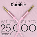 TALKWORKS AUX CABLE 3.5MM AUDIO CORD FOR CAR - 6FT LONG, 2 PACK - ROSE GOLD - Like New