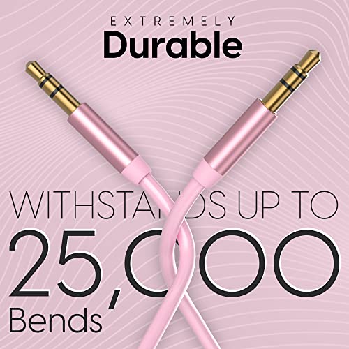 TALKWORKS AUX CABLE 3.5MM AUDIO CORD FOR CAR - 6FT LONG, 2 PACK - ROSE GOLD - Like New