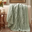 AHJF022300565 AMELIE HOME CABLE KNIT CHENILLE THROW BLANKET 50x60 SAGE GREEN - Brand New