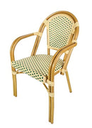 French Bistro Patio/Indoor Dining Chair 2 Pack, Beig/Green, CHIVARI - 2 CHAIRS - Like New