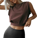 ARRIVE GUIDE CROP TOP ATHLETIC SHIRTS FOR WOMEN S - BROWN - Like New