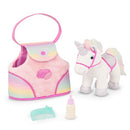 PUCCI PUPS PLUSH UNICORN STUFFED ANIMAL CARRIER BAG COMB BOTTLE KIDS 3+ MULTI - Brand New