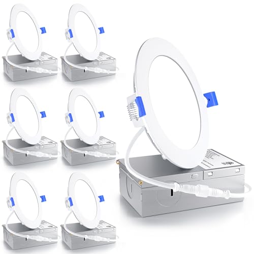 Ensenior 6 Pack 4 Inch LED Recessed Light, Dimmable, 3000K Warm White W750LM - Like New