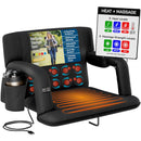 ALPCOUR HEATING MASSAGE STADIUM SEAT DELUXE EXTRA-WIDE RECLINING BLECHER - BLACK - Like New
