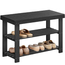 SONGMICS Shoe Rack Bench 3-Tier Bamboo Shoe Storage Organizer ULBS04H - Black - Brand New