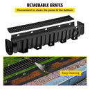 VEVOR TRENCH DRAIN SYSTEM CHANNEL DRAIN WITH PLASTIC GRATE 5.9 X 7.5 IN - BLACK - Like New