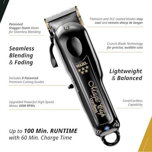 5 Star Black Cord/Cordless Magic Clip Professional Clipper - Adjustable Taper Like New