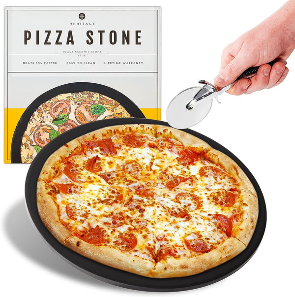 HERITAGE 15" ROUND CERAMIC NON STICK PIZZA STONE B5-RFE6-1VSB - - Scratch & Dent