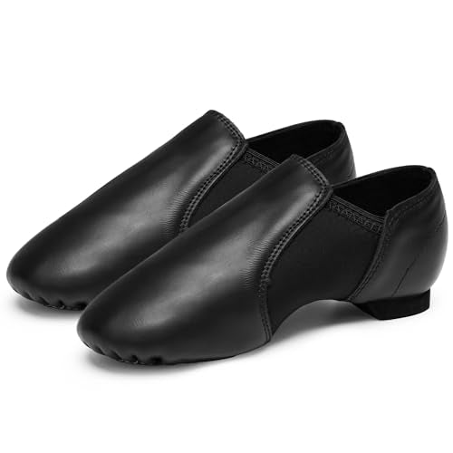 Stelle Jazz Shoes for Girls and Boys Slip-On Leather Dance Shoes SJ05 - BLACK - Like New