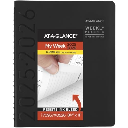 AT-A-GLANCE Planner 2025-2026 Academic, Weekly Monthly Appointment Book - Black - Brand New