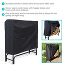 SUNNYDAZE OUTDOOR FIREWOOD LOG RACK AND COVER COMBO SET - 4FOOT, BLACK - Like New