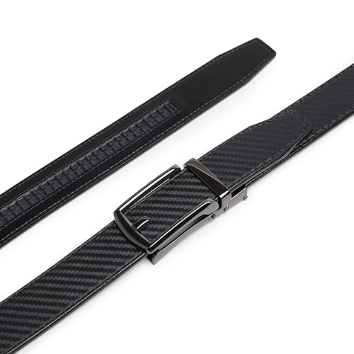 CARLO FELLINI GENUINE LEATHER RATCHET BELT ADJUSTABLE TRACK BELT - CARBON - Like New