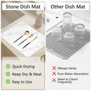 ZEAVOLA Dish Drying Mat 24" x 16" Super Absorbent B0CPY7S694 - White/Marble - Brand New