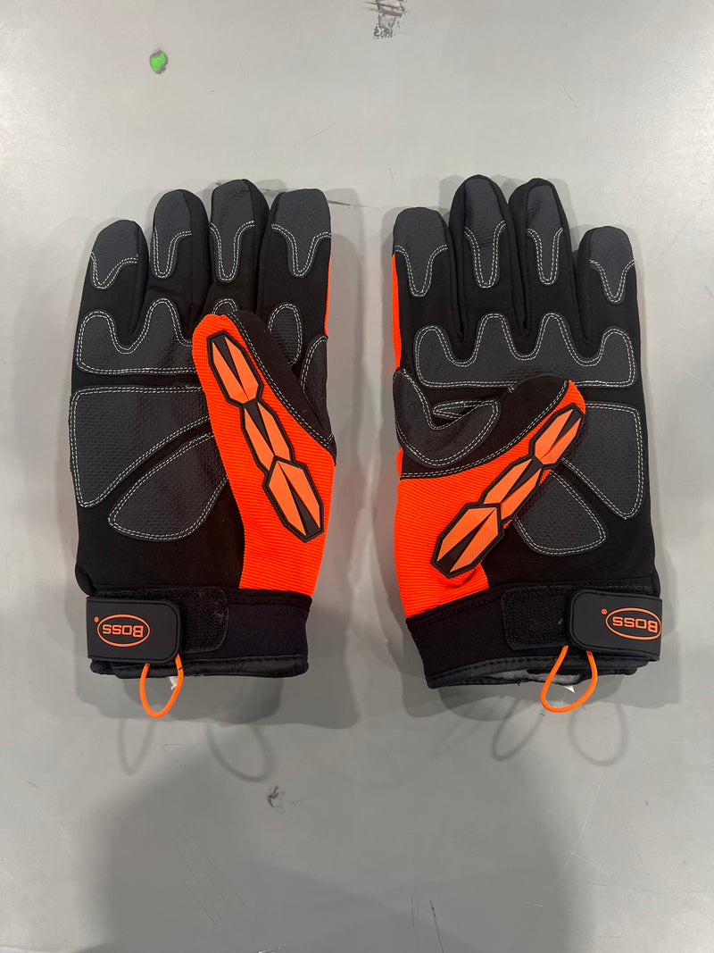 BOSS HIGH-VIS INSULATED PADDED GLOVES SIZE 2X - ORANGE/BLACK - Like New
