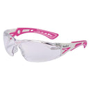 BOLLE SAFETY RUSH SAFETY GLASSES PINK/WHITE FRAME CLEAR LENSES LIC25481- PINK - Like New