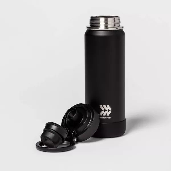 ALL IN MOTION 24OZ VACUUM INSULATED STAINLESS STEEL WATER BOTTLE - BLACK - Like New