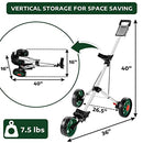 Golf Push Cart Lightweight Foldable 3-Wheel Golf Cart Locking Foot Brake - Brand New