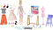 BARBIE FASHION DESIGNER DOLL & 25+ ACCESSORIES, STUDIO PLAYSET - Blonde Doll - Like New