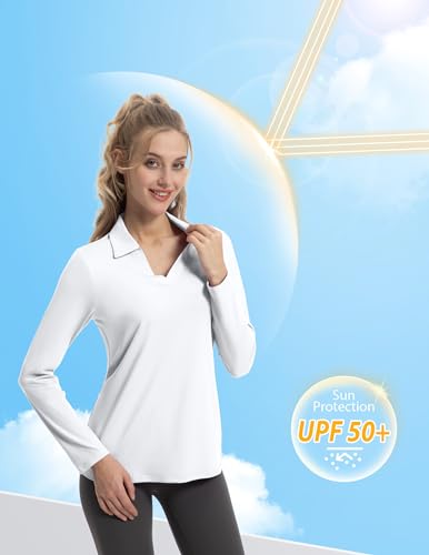 Women's Tennis Golf Shirt Long Sleeved Top Sport Activewear V-Neck Workout - Brand New