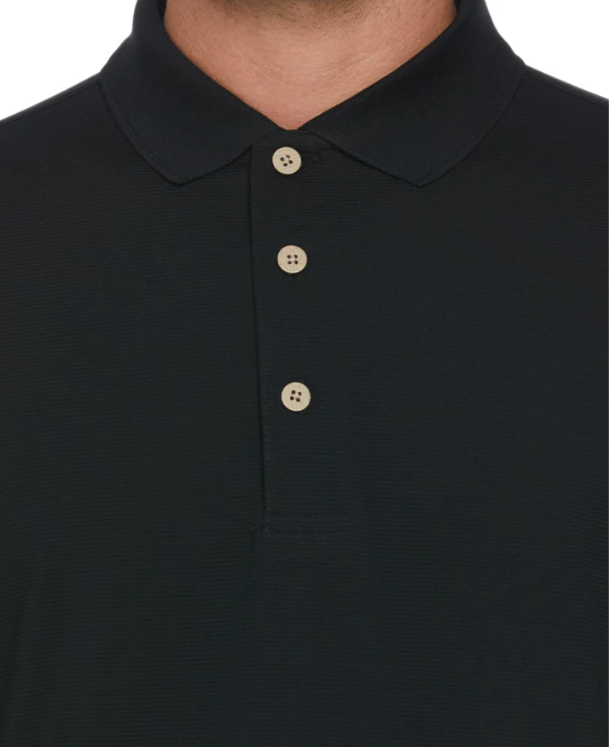 CUBAVERA SOLID TEXTURED POLO - SIZE: MEN L - JET BLACK - Brand New
