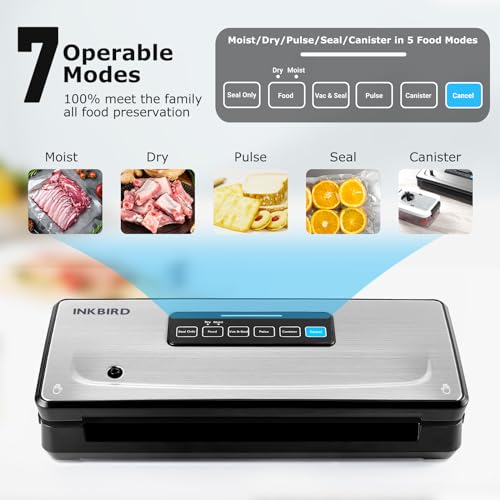 INKBIRD Food Vacuum Sealer Machine 10-in-1 Bag Storage Up to 20FT Cutter Like New