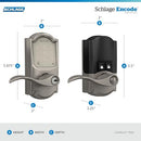 SCHLAGE FE789WB CAM 619 ACC ENCODE WIFI LEVER SMART LOCK, TOUCH - SATIN NICKEL - Like New