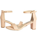 XZ0074 Stillieve Women's Ankle Strap Low Block Heel Sandal - NUDE 10 - Like New