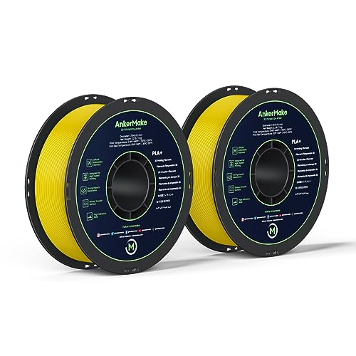 ANKERMAKE PLA+ 3D PRINTING OFFICIAL FILAMENT 2-PACK 4.4 LB TOTAL, V6110 - YELLOW - Like New