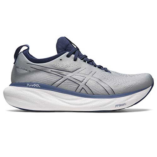 1011B547 ASICS MEN'S GEL-NIMBUS 25 RUNNING SIZE 10.5, SHEET ROCK/INDIGO BLUE - Like New