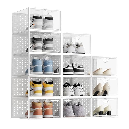 PINKPUM X LARGE 12-PACK SHOE STORAGE BOXES FIT FOR SIZE 12 SNEAKER STORAGE Like New