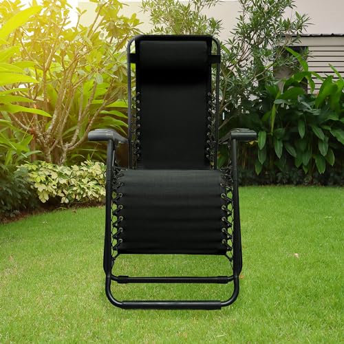 CARAVAN SPORTS ZERO GRAVITY OUTDOOR FOLDING PATIO RECLINER CHAIR - BLACK - Like New