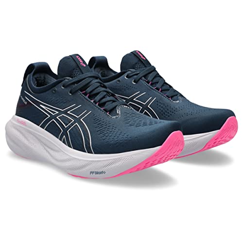 1012B356 ASICS WOMEN'S GEL-NIMBUS 25 RUNNING SHOES, SIZE 9, DUSTY PURPLE/PAPAYA Like New